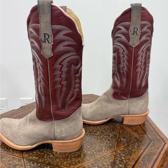 Women’s R Watson Western Cowboy Boots - Grey and Burgundy - Picture 5 of 9